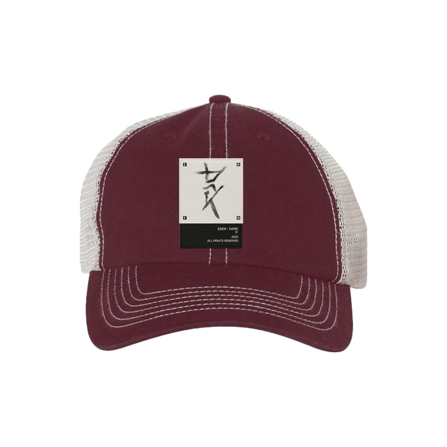 WOVEN LABEL MESH MAROON HAT